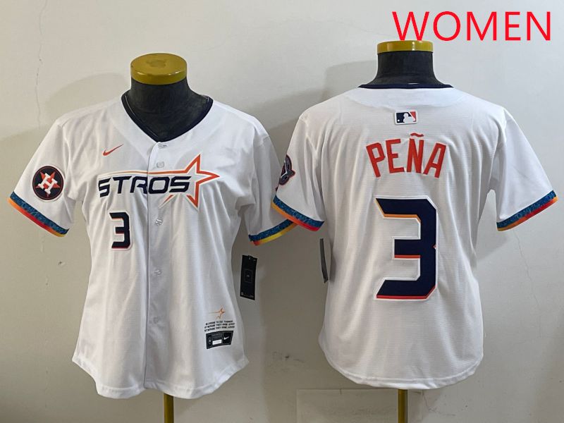 Women Houston Astros 3 Pena White Fourth generation Joint Name 2025 Nike MLB Jersey style 5